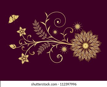 Golden floral frame
