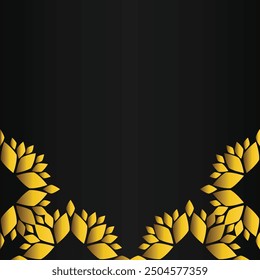 golden floral frame decoration design on black background