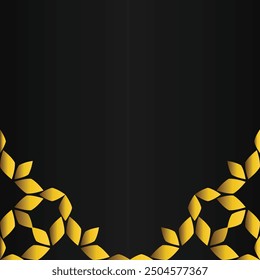 golden floral frame decoration design on black background