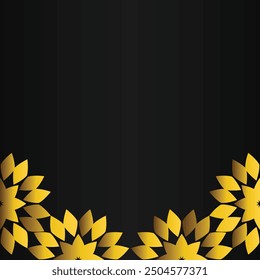 golden floral frame decoration design on black background