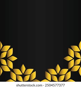 golden floral frame decoration design on black background