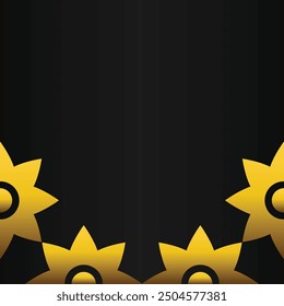 golden floral frame decoration design on black background