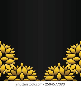 golden floral frame decoration design on black background