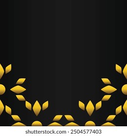 golden floral frame decoration design on black background