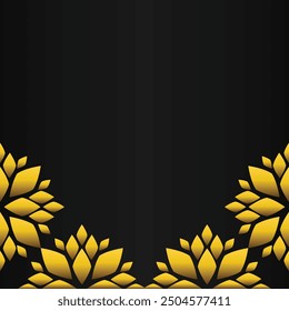 golden floral frame decoration design on black background