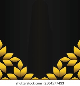 golden floral frame decoration design on black background