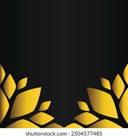 golden floral frame decoration design on black background