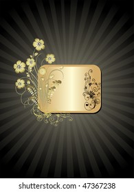 golden floral frame isolated on black