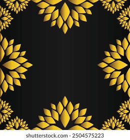 golden floral frame on black backgound