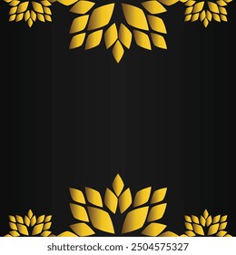 golden floral frame on black backgound
