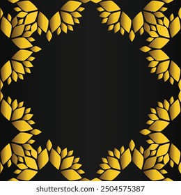 golden floral frame on black backgound