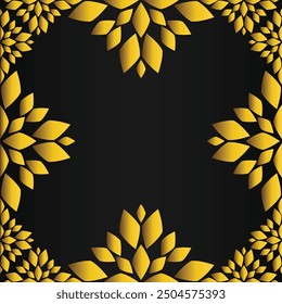 golden floral frame on black backgound