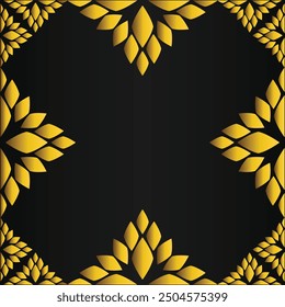 golden floral frame on black backgound