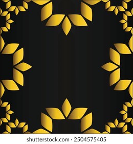 golden floral frame on black backgound