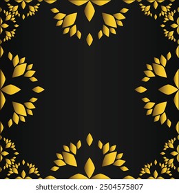 golden floral frame on black backgound