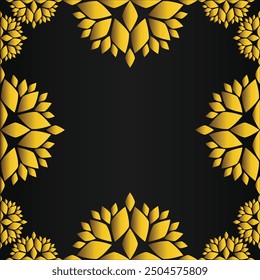 golden floral frame on black backgound