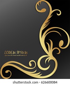 Golden floral frame, Suitable for cover book, invitation, and other. Vector Illustration