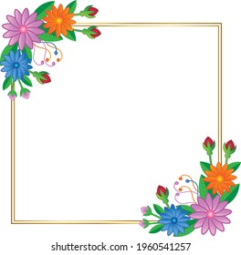 Golden floral frame vector illustration 