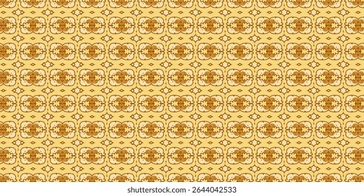 Golden floral geometric seamless design with a touch of elegance, perfect for regal interiors, luxurious fabrics, and ornate wallpapers.
