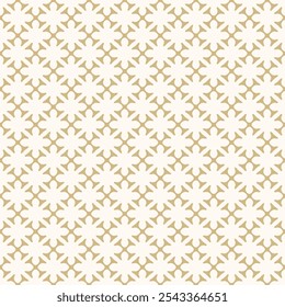 Motif harmonieux géométrique floral doré. Texture d'ornement d'Image vectorielle d'Abstrait avec formes de fleurs, croix, carreaux, grille, treillis. Arrière-plan simple doré et blanc élégant. Répétition du design de géo de luxe