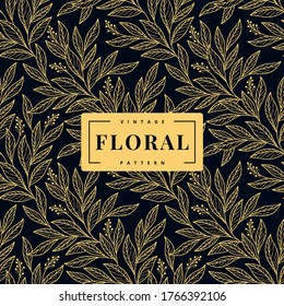golden Floral leaves Pattern Vector template