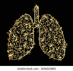 Golden floral lung vector illustration.