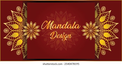 Golden Floral Mandala on a Bold Maroon Background. Elegant mandala design with intricate golden floral patterns on a rich maroon background, perfect for festive and cultural decor.