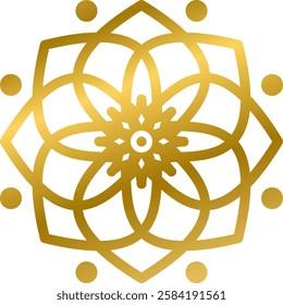 Golden Floral Mandala Symbol of Harmony and Spirituality