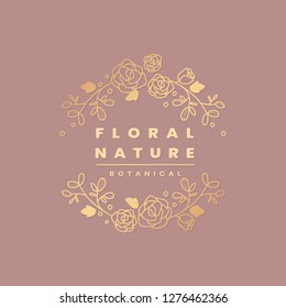 Golden floral nature botanical vector