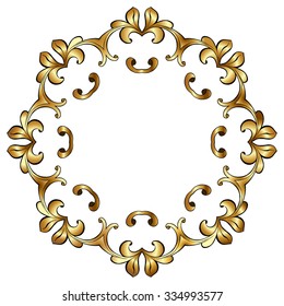Golden floral ornament. Gold frame. The floral pattern. 
