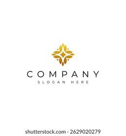 golden floral ornament logo in flat vector design style