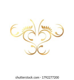 golden floral ornament on white background vector illustration design