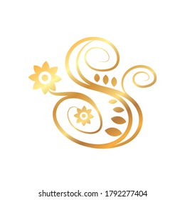 golden floral ornament on white background vector illustration design