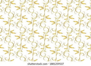 Patrón dorado floral aislado en el diseño del vector de fondo blanco