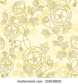 Golden floral pattern on light yellow background