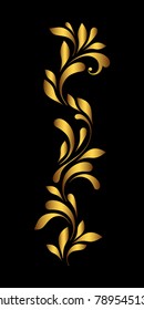 Golden floral pattern. Ornamental design element for backround cover, frame, fabric, wrapping, wallpaper, ribbon, tape and paper. Decorative border.