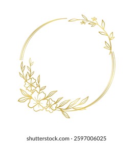 Golden Floral Ring for Wedding Invitation