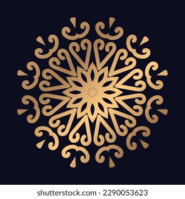 Golden Floral Round Ornament. Oriental Pattern mandala design background