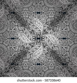Golden floral seamless pattern. Damask background. Gold floral ornament in baroque style. Golden element on a blue background.