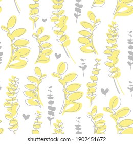 patrón dorado sin fisuras florales con ramas y corazones, patrón repetido para impresión en papel y tela, decoración de día de San Valentín