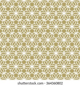 Golden floral seamless pattern.  Vector illustration.
