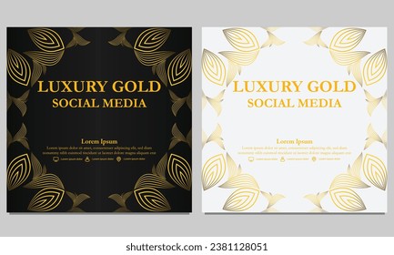 golden floral social media template. suitable for social media post, web banner, cover and card design
