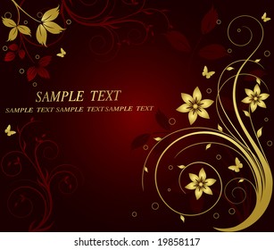 Golden floral vector background