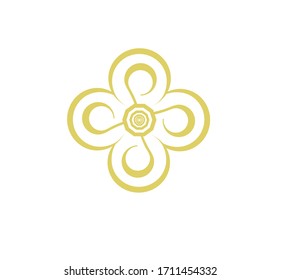 Golden Floral Vector Leaves Logo Design Template