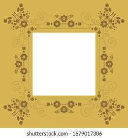 Golden floral vector square frame