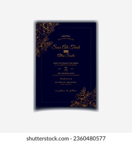 golden floral wedding invitation card tamplate