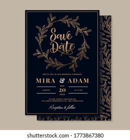 golden floral wedding invitation template