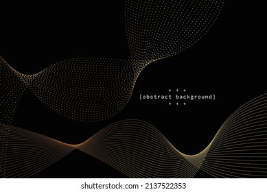 golden flow line curve and twisted on pitch black background luxury theme canbe use for business card template screen saver product label advertisement vector eps.