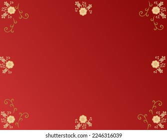 Golden flower decorating on red background for background and texture concept Chinese New Year concept 