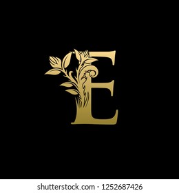 Golden Flower E Letter Logo